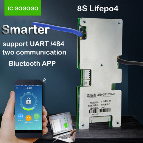 8S 24V Lifepo4 Lithium Battery Protection Board 3.2V Bluetooth APP Capacity Display SOC Coulomb Meter UART/485 Communication BMS ► Photo 1/5