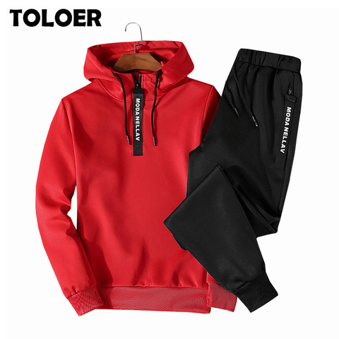 Men Casual Set Hooded 2022 Hot Spring Autumn New Men's Sportswear Hoodies+Pants 2PCS Sets Solid Hip Hop Street Loose Tracksuits ► Photo 1/6