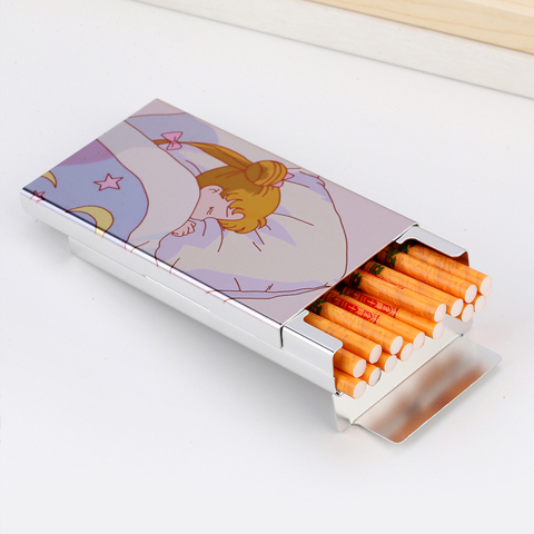 Slim Cigarette Case Box For Women Metal Smoking Gift Sliding Cute Creative Designs Digital Printing LOGO Photo Custum Made DIY ► Photo 1/6