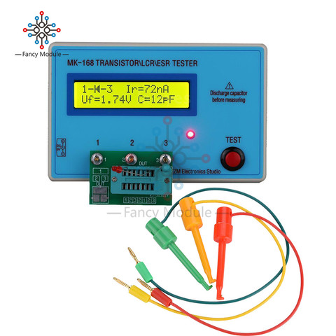 diymore MK-168 Transistor Tester Diode Triode Capacitance Resistance ESR RLC LCR NPN PNP MOS Meter with Clip Cable SMD Adapter ► Photo 1/6