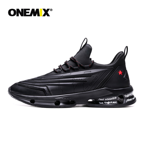 ONEMIX 2022 Outdoor Running Shoes Men Sneakers Technology Style Leather Shock Absorption Lightweight Fashion Sport Jogging Shoes ► Photo 1/6