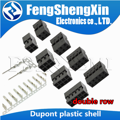 50pcs  double row  Dupont Plastic Shell 2x 1/2/3/4/5/6/7/8/9/10 P Dupont wire plug 2.54mm Dupont Connector Dupont terminal ► Photo 1/6