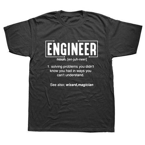 Engineer Dad Definition Noun Funny T Shirts Men Summer Cotton Harajuku Short Sleeve O Neck Streetwear Black T-shirt ► Photo 1/6