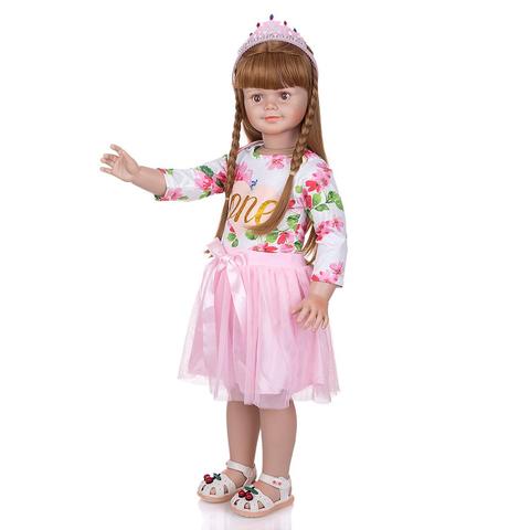 Full Silicone Cute 83 CM Stand Toddler Baby Doll Lifelike Girl bebe reborn Dressed Up Handmade Reborn Baby Dolls Collection Toy ► Photo 1/6