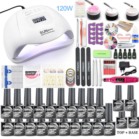 Nail set 120W UV LED LAMP for Manicure Gel nail polish Set Kit Gel Varnish Electric Nail Drill Manicure Sets Nail Art Tools ► Photo 1/6