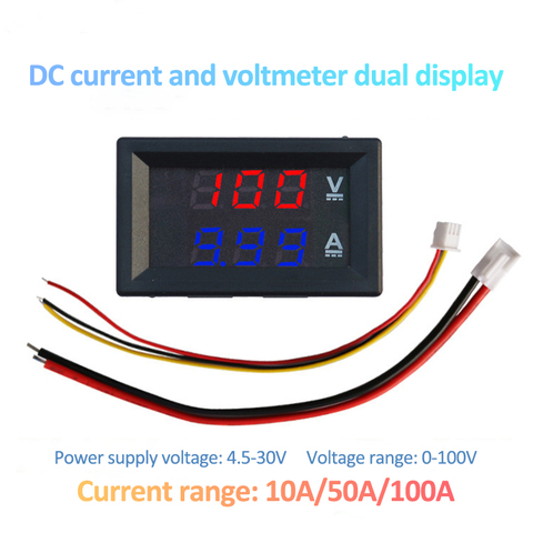 Mini Digital Voltmeter Ammeter DC 0-100V 10A 50A 100A Amp Volt Voltage Current Meter Detector Tester 0.28