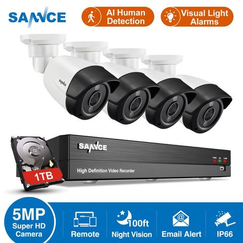 SANNCE 8CH 5MP-N HD DVR Home Security Camera System 4pcs 5MP AI Human Detection IP66 Outdoor Cameras Surveillance CCTV Kit ► Photo 1/6