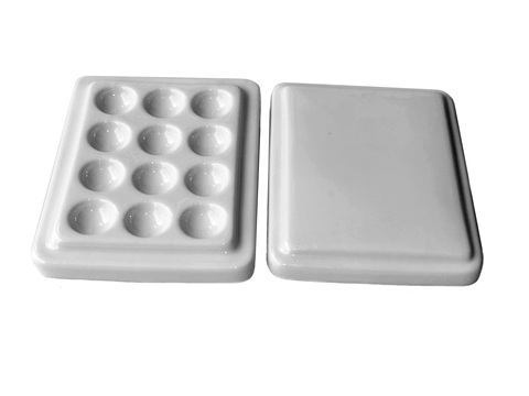 Dental lab, Porcelain Mixing Watering Moisturizing plate 12 Slot Ceramic Palette with cover ► Photo 1/2