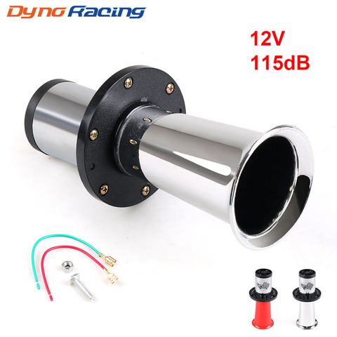 12V Loud Classic Chrome/Red Air Horn 115dB  Single Trumpet 450Hz for Car Van Truck Train RV AUTO Boat Alarm Horn ► Photo 1/6