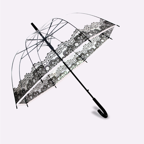 Transparent Little Beard Long Handle Umbrella Super Light Cartoon Lace Apollo Umbrella 3D 8 Bone Semi-Automatic Umbrellas ► Photo 1/6