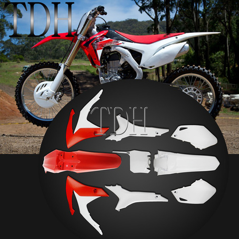 For Honda CRF450R 13-16 CRF250R 14-17 Plastic Fairing Bodywork Kit Fender Radiator Shroud Side Panel Air Box Cover Number Plate ► Photo 1/6