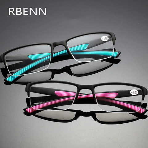 RBENN Ultralight Fashion Reading Glasses Women Men Semi-Rimless Presbyopic Glasses +0.5 0.75 1.25 1.75 2.25 2.75 4.5 5.0 6.0 ► Photo 1/6