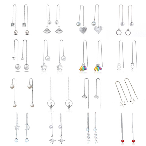 Fashion Statement Earrings Pearls Geometric Line Earrings Women Star Heart Tassel Long Chain Hanging Drop Earing Modern Jewelry ► Photo 1/6