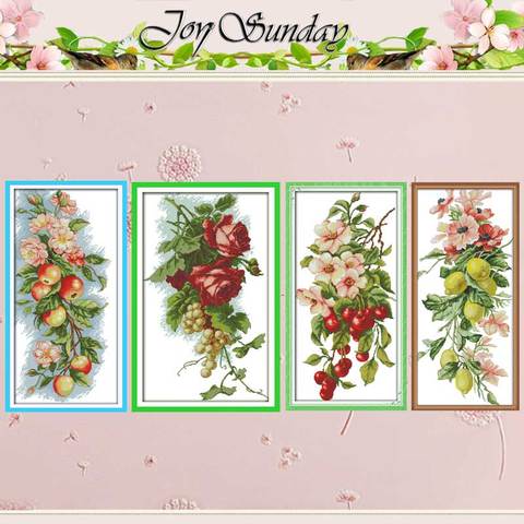 Cherry Grapes roses Flowers apples counted Cross Stitch 11CT 14CT Cross Stitch Set DIY Cross-stitch Kit Embroidery Needlework ► Photo 1/5