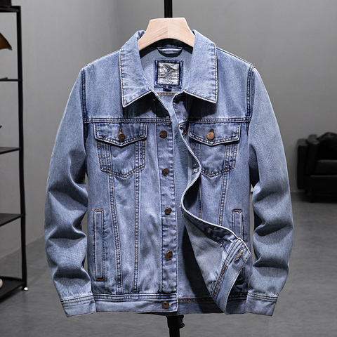 2022 New Autumn Men's Blue Casual Denim Jacket Fashion Classic Style Cotton Elasticity Denim Coat Male Brand Clothes ► Photo 1/6