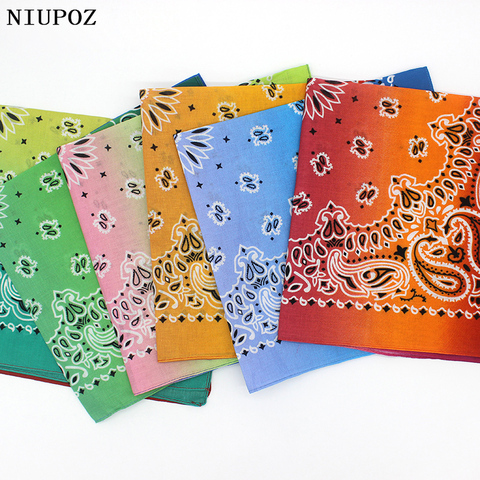 2022 New Fashion Hip Hop 100% Cotton Bandana Square Scarf Gradient color Paisley Headband Printed For Women/Men/Boys/Girls ► Photo 1/5