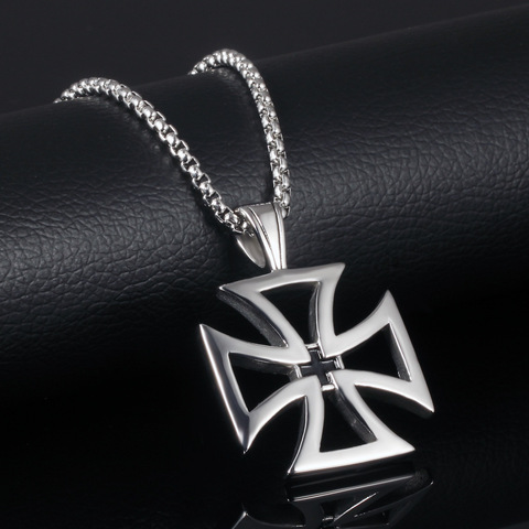 Retro Hollow Cross Pendant Necklace Vintage Knights Templar Stainless Steel Fashion Jewelry Men's Gifts Trendy Accessories ► Photo 1/5