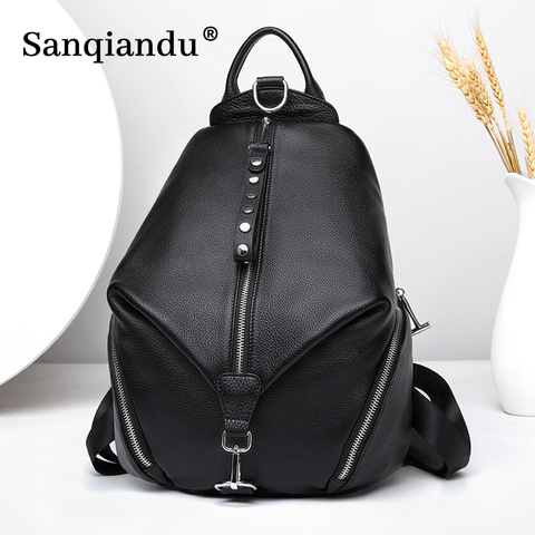 Anti-theft Women Backpacks 100% Genuine Leather Travel Backpacks Large Capacity Schoolbag For Girls 2022 New Design Backpack ► Photo 1/6