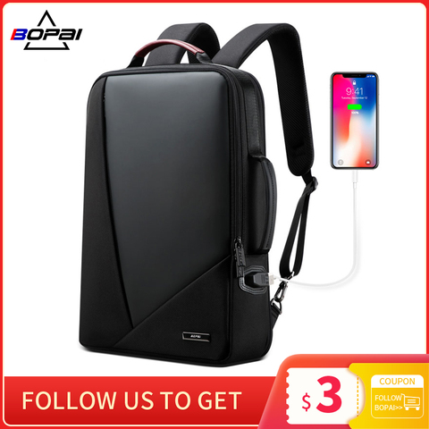 BOPAI Business Backpack Men's Bagpack Trend Leisure Travel Backpacking Usb Charging Port Simple Fashion Computer Bag ► Photo 1/6