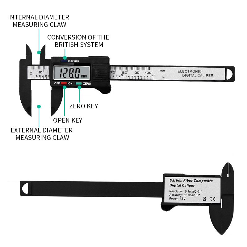 6"/150mm Stainless Steel Vernier Caliper Micrometer Gauge w Storage Box Case 