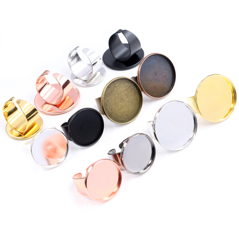 14mm 18mm 20mm 25mm 8 Colors Brass Adjustable Ring Settings Blank/Base,Fit 14-25mm Glass Cabochons,Buttons Bezels ► Photo 1/6