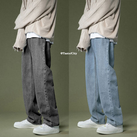 Korean Wide-leg Jeans Fashion Retro Casual Jeans Men Streetwear Autumn Wild Loose Hip-hop Straight Denim Pants M-2XL - Price history & Review | AliExpress Seller - Extraordinary field Store