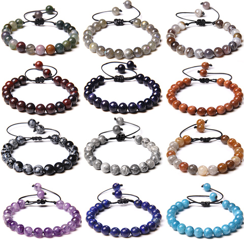 Handmade Braided Bracelet Men Women Chakra Natural lapis lazuli Tiger Eye Stone Beads Bracelet Adjustable Yoga Energy Jewelry ► Photo 1/6