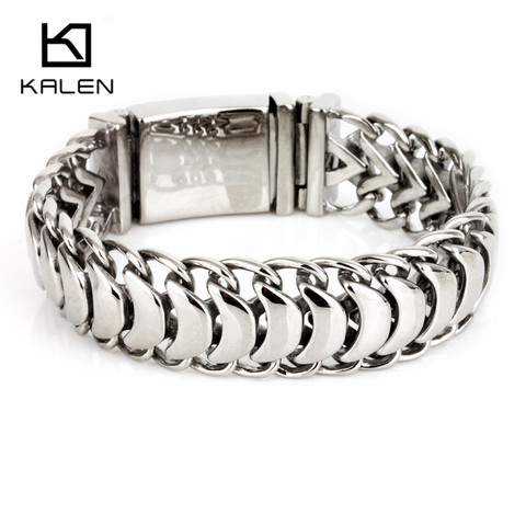 Kalen New High Polished Shiny Bracelets Stainless Steel Bike Link Chain Bike Chain Bracelets Fashion Male Accessories 2022 ► Photo 1/6