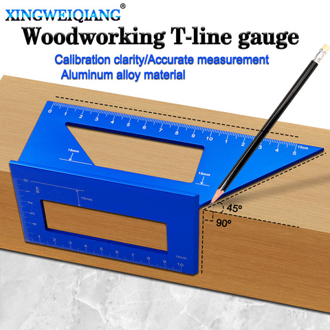 Woodworking Scribe T-type Ruler Hole Scribing Gauge Aluminum Crossed Feet woodworking crossed-out tool Measuring Tool ► Photo 1/6