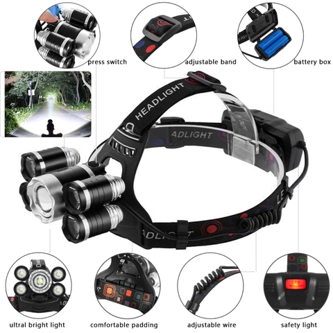 Ultra Bright LED Headlamp USB Rechargeable IR Motion Sensor Headlight Front Light Control Waterproof Flashlight Fishing Camping ► Photo 1/6