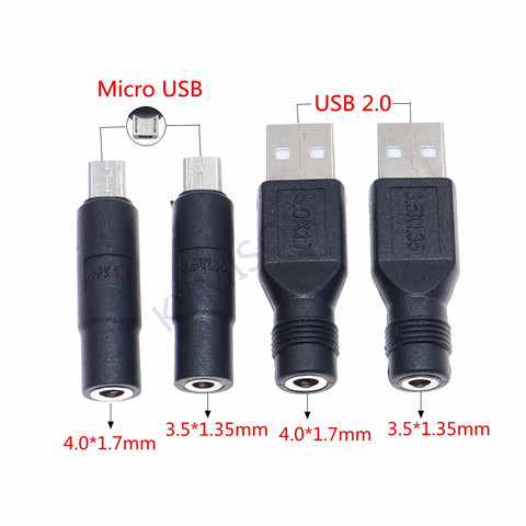 Micro USB / USB 2.0 Male to DC 3.5*1.35 / 4.0*1.7 mm Female Plug Jack Converter Laptop Adapter Connector ► Photo 1/6