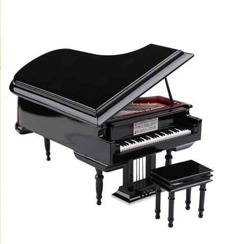 Miniature Grand Piano Model Assembly Replica Mini Piano with Stool Musical Instrument Collection Decorative Ornaments Display ► Photo 1/6