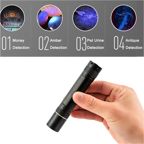 Topcom Pocket 5W LED UV Light Ultra 365nm UV Flashlight Black Light Ultraviolet Lantern With Black Filter Lens Pet Urine Detect ► Photo 1/6