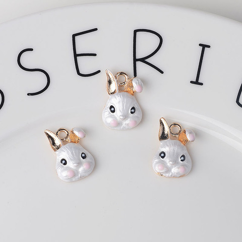 10pcs Lovely Rabbit Head Enamel Charms Pendant Animal Golden Base Floating  Jewelry Earrings Bracelet DIY Accessoy 13*20mm YZ788 ► Photo 1/5