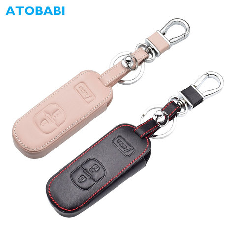 Leather Car Key Case For Mazda 3 6 CX9 CX3 CX5 CX7 Speed Smart Keyless Remote Fob Protector Cover Keychain Bag Auto Accessories ► Photo 1/6