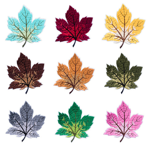 Iron on Patches for Clothing Stripe Color Maple Leaf Badges Stickers on Clothes Embroidered Patches for The Garment DIY Applique ► Photo 1/6