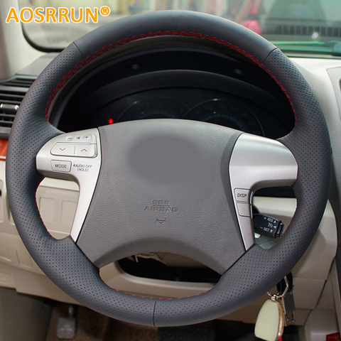 Leather Hand stitched Car Steering Wheel Cover For Toyota Highlander Camry 2007 2008 2009 2010 2011 ► Photo 1/2
