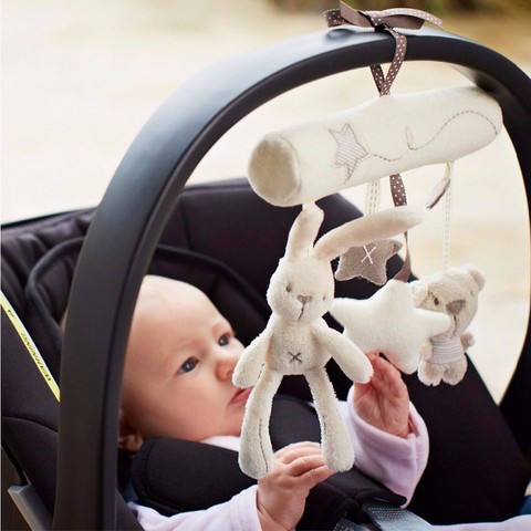 Rabbit baby hanging bed safety seat plush toy Hand Bell Multifunctional Plush Toy Stroller Mobile Gifts ► Photo 1/6