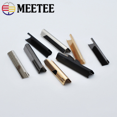 Meetee 10pcs 10-60mm Metal Strap Tail Clip Buckle Suspenders Belt Tail Clip Wallet Leather Stopper Buckle Cord End DIY Accessory ► Photo 1/6