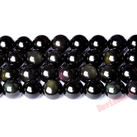 Fctory Price Natural Genuine Flash Rainbow Obsidian Stone Round Loose Beads 6 8 10 12mm Pick Size For Jewelry Making diy ► Photo 1/1