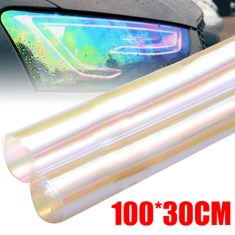 Headlight Film Transparent Hologram Sticker 100x30cm Tint Film Chameleon Oil Slick Motorcycle Whole Car Decoration Sticker ► Photo 1/6