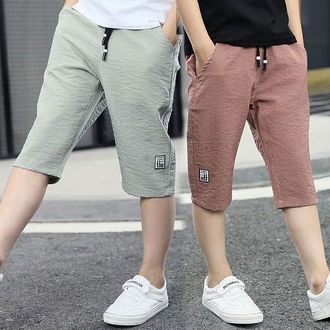 3-13Year Children Boys Pants Summer Kids Knee Length Straight Pants Boys Linen Cotton Pants Baby Casual Trousers ► Photo 1/6