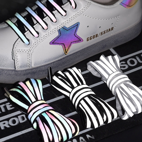 1Pair Reflective Shoelaces Laser sequin Shoelace Weave Braided bracelet Sneakers Running Shoes lace Adult children shoe strings ► Photo 1/6