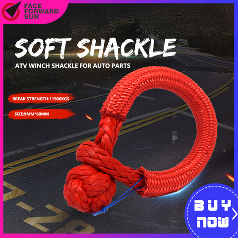 2pcs Red 9mm*80mm UHMWPE Soft Shackles,ATV Winch Shackle for auto Parts,Synthetic Winch Cable,Kevlar Rope Shackle ► Photo 1/6