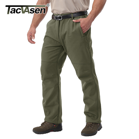 TACVASEN Winter Softshell Pants Men Fleece Lining Warm Military Tactical Pants Straight Thermal Hike Hunt Trousers Work Pants ► Photo 1/6