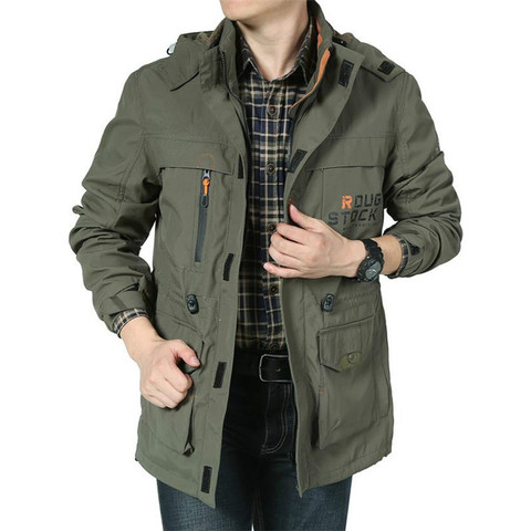 Brand Clothing Bomber Jacket Men Autumn Winter Multi-pocket Waterproof Military tactical Jacket Windbreaker Men Coat ► Photo 1/6