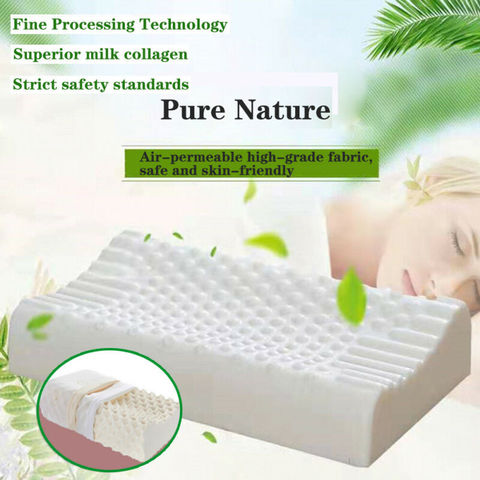 Hot Sale Massaging 100% Natural Bedding Thailand Ventilated Latex Soft Foam Pillow / Removable Cover Comfort Bed Sleep Support ► Photo 1/6