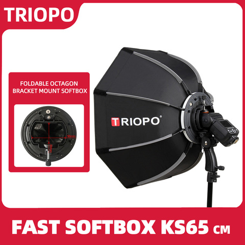 TRIOPO 65cm Foldable Softbox Octagon Soft box w/Handle for Godox Yongnuo Speedlite Flash Light photography studio accessories ► Photo 1/6