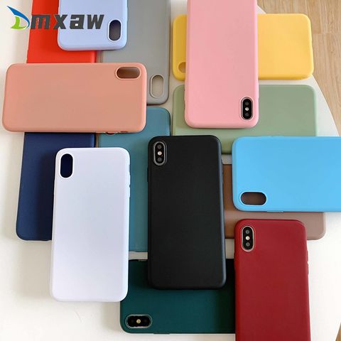 For Realme 7i C17 V3 Q2i X7 7 Narzo 20 Q2 6 Pro 6s C15 C12 C11 X3 zoom Phone Case Cute Matte Solid Candy Simple Silicone Cover ► Photo 1/6