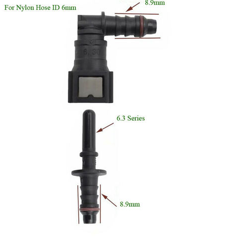 90 Deg Elbow 6.3mm Fuel Line Quick Release Connector Nylon Hose ID 6mm(1/4